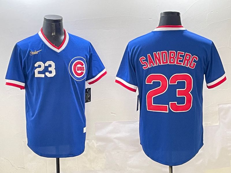 Men Chicago Cubs #23 Sandberg Blue Throwback Game 2025 Nike MLB Jersey style 3162